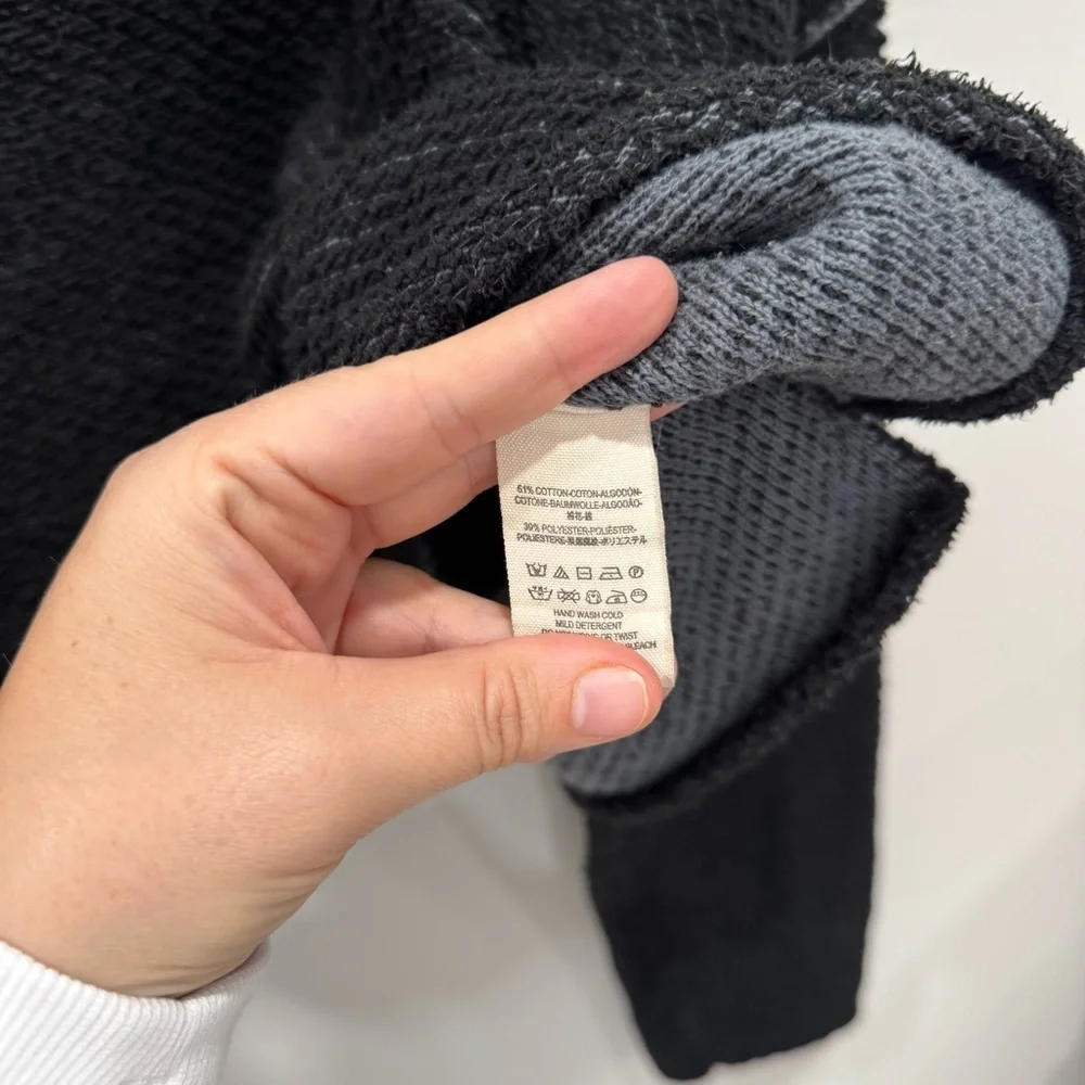 Free People Turtleneck Crop Knit Wide Sleeve Sweater Top Black Gray X-Small